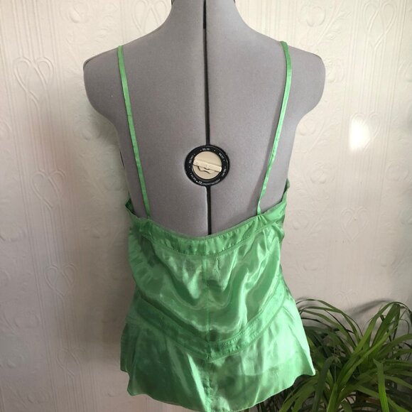 Antik Batik sexy silk sheer cami in bright green - size M - Picture 3 of 4